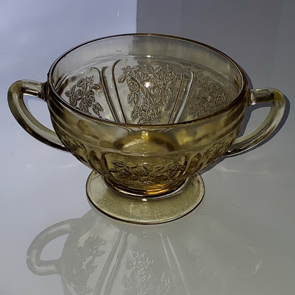 1930s Sharon Amber" Open Sugar Bowl by Federal Glass - Picture 2 of 6